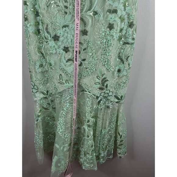 NWT Mac Duggal 68266 Mint Green Midi Dress V Neck Embellished Size 6 Formal - Picture 6 of 7